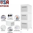 3 Drawers Hard Plastic Stackable Foldable Storage Box Organizer Container Wheel