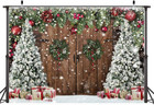 Christmas Backdrops For Photography  Winter Rustic Barn Wood Door Photo Backgrou
