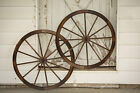 36 In Steel-rimmed Wooden Wagon Wheels - Decorative Wall Decor  Set Of Two