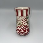 Yankee Candle Christmas Quilt Red White Green Stocking Votive Holder