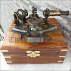 Vintage Marine Collectible Brass Working German Nautical Sextant With Wooden Box