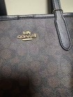 Coach Cu759 Small City Tote Signature Coated Canvas Black Brown Outlet New 
