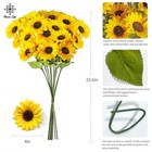 10 Pcs Artificial Sunflowers 23 6 Inch 30 Heads Fake Bouquet Yellow Silk