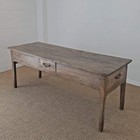 Antique French Elm Farm Dining Table With Drawers - Circa 1870