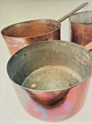 5 French Antique Copper Dovetailed Pots Handmade Primitive Rustic Cooking Tools