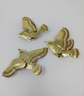 Vintage Brass Flying Birds Sparrows Wall Hanging Decor Set Of 3 Cottage Granny