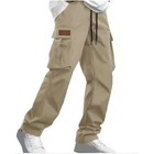 Mens Cargo Jogger Pants Drawstring Loose Fit Multi Pocket Casual Trousers
