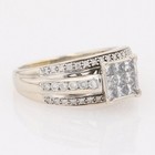 1 00ctw Princess Cut Diamond Cluster Engagement Ring 10k White Gold Size 9