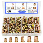 200pcs Rivet Nut Kit Zinc Plated Steel Flat Head Threaded Insert Nut 6  To 5 16 