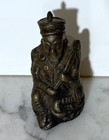 Vintage Chinese Bronze Statue Figurine Of An Ancestor Bearded Seated Male Figure