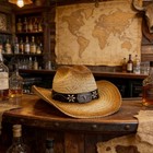 Straw Cowboy Hat With Two Hat Bands  Wide Brim Western Cowgirl Hat For Men And 