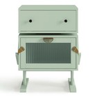 Led Robot End Table 360 Rotation Accent Cabinet Drawer Glass Door Storage