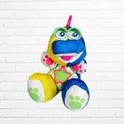 Vtg Fisher Price Neon Dinosaur Stuffed Animal Nylon Plush Puffalump Rattle Eyes