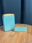 Rolf   s Vintage Wedgewood Blue Leather Cigarette Case   Lighter Set