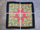 Vintage 100  Pure Silk Scarf Black Red   Green Paisley Design Square 33 x33 