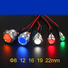 8mm 12mm 16mm 19mm 22mm Metal Led Signal Warning Light Lamp Waterproof 5 Colors