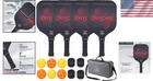 All-in-one Pickleball Set  4 Fiberglass Paddles  3 Indoor outdoor Balls Included