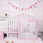  Baby Crib Bedding Set For Girls   Love Balloons 3 Standard Crib Pink Elephant