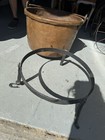 Antique Early American Copper Cauldron With Rare Wrought Iron Canted Stand