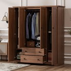 4 Door Solid Wood Wardrobe Armoire Closet Bedroom Storage With 2 Drawers  Brown
