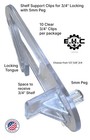 Shelf Support Clips Locking 5mm Peg  choose Your 3 4  Thick Shelf  Clear 