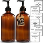 16 Oz Thick Amber Glass Soap Dispenser With Pump 2 Pack  Hand And Dish Soap D   