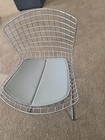 Vintage Harry Bertoia Chrome Side Dining Chair Mcm   Grey Leather Pad Knoll