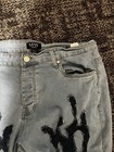 Boohooman Light Wash Skinny Slim Fit Distressed Logo Denim Jeans