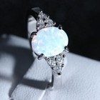 925 White Fire Opal Sterling Silver Gold Gemstone Jewelry Ring Size 6-10 W  Box