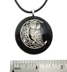Orgone Pendant Necklace Silver Celtic Moon Owl  Black Tourmaline   Shungite  Usa