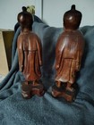 Unbranded Hand-carved Pair Of  God Shou Lao Figurines With Walking Sticks  15 