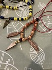 Flint Knapped  Stone Arrowhead Blade W  Antler Handle Knife 8    inch   Extras 