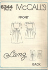 Mccalls 6344 Girl s Size 3-5 Lanz Dresses In Two Lengths Sewing Pattern   1993