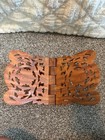 Vintage Hand-carved Wood Folding Book Holder Or Display Stand From India