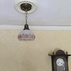 694c Antique 1920 s 30 s Ceiling Light Glass Shade Lamp Fixture Vintage Pendant