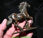 3 9  old Chinese Dynasty Bronze Fengshui 12 Zodiac Year Animal Horse Statue