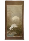 Stunning  Large Scroll Depicting White Fox In Moon Light   20th C  Zk69