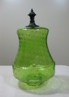 Huge 25    Green Optic Dimple Glass Hanging Swag Lamp W diffuser Mid Century Mcm