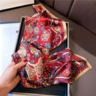 100  Mulberry Silk 27  Square Women Scarf Vintage Red Flower Neckerchief Wrap