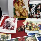 Vtg 38 Christmas Greeting Cards Lot 1980 s 90 s Cute Animals Puppies Cats Unused