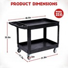 2-tier Utility Service Cart Rolling Cart 550lbs W  360   Swivel Wheels Handle