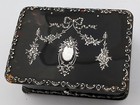 A f Fine Edwardian Sterling Silver Inlay Faux Tortoiseshell Pique Box 1905
