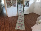 40 s Nubby Barkcloth Drapery Fabric Art Deco Floral Plumes On Jadeite Green 115 