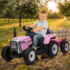 12v Kids Ride On Car Electric Tractor Battery Powered Toy W  Trailer Led Lights