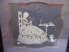 Vintage Framed Wall Hanging Art Cut Out Paper Victorian Antebellum Silhouette