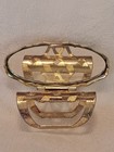 Vntg Marked Japan Lipstick Holder And Mirror Lipview Case Gold-tone Floral