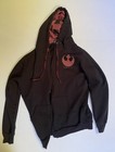 Star Wars Mens Zip Up Hoodie M Rebels Logo Plaid Lined Hood Black Good W shirt