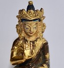 Beautiful Small Vintage Cold Painted Bronze  Thailand Buddha Statue C  1940 s