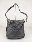 Mcm Vintage Black Visetos Quilted Leather Drawstring Bucket Bag