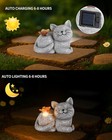 Solar Cat Garden Statue With Butterfly Light     5-inch Outdoor Resin Figurine F